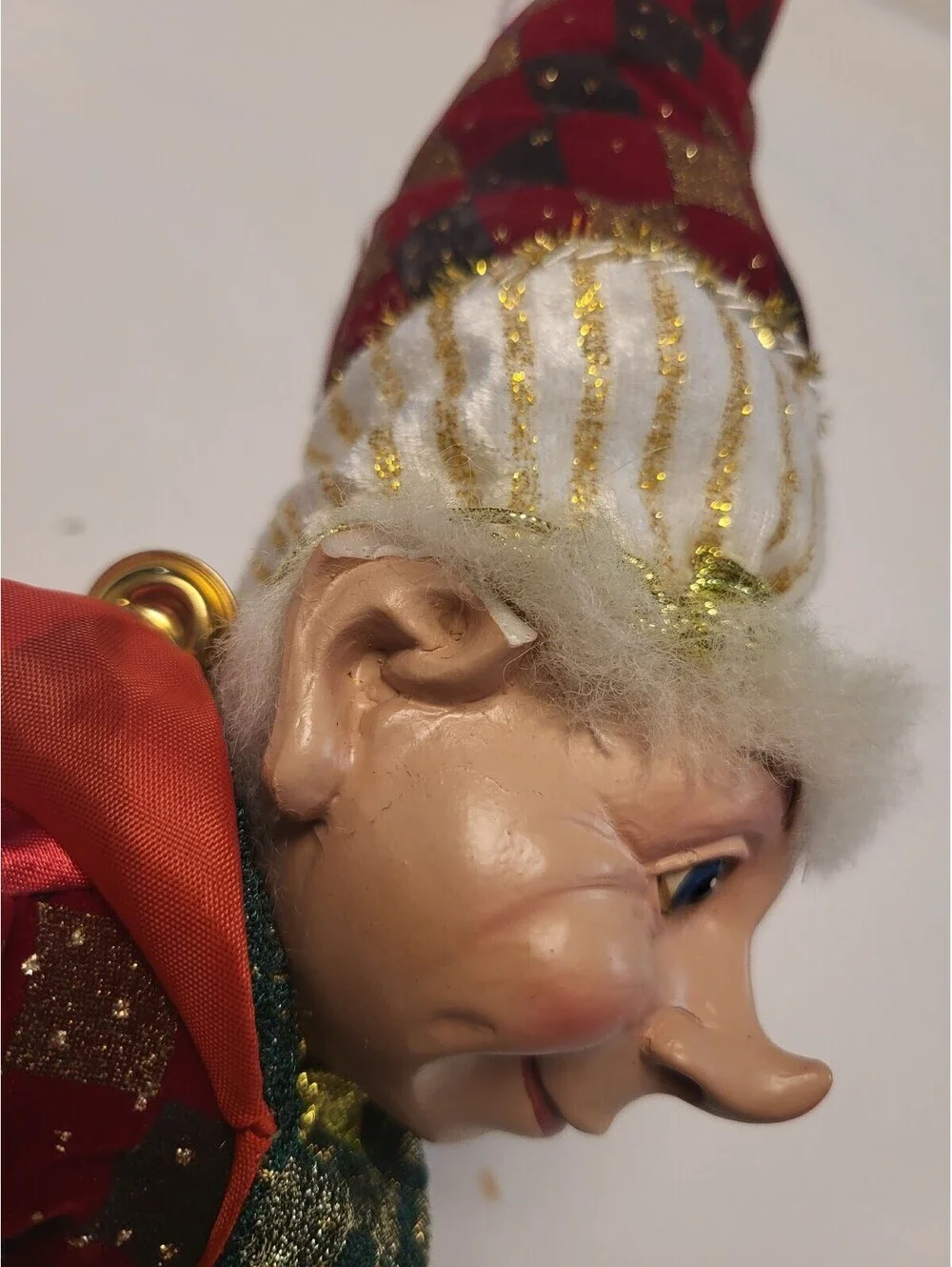 Festive Elf Figurine with Jingle Bells and Glitter Accents 22 Tall